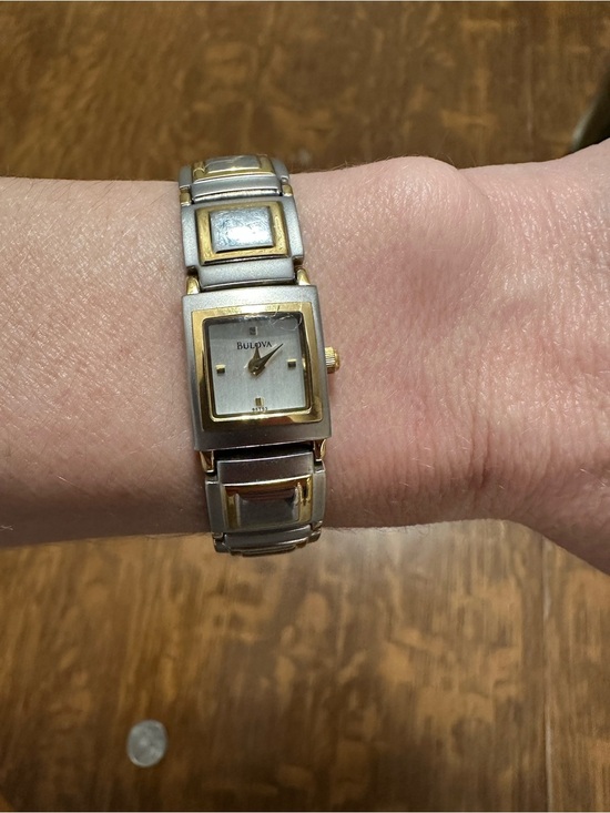 Bulova Accessories - Vintage Bulova Two-Tone Silver and Gold Women's Square Bracelet Watch